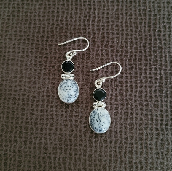 Shivam Oval Shaped Dendritic Agate Earrings - Picture 11 of 14